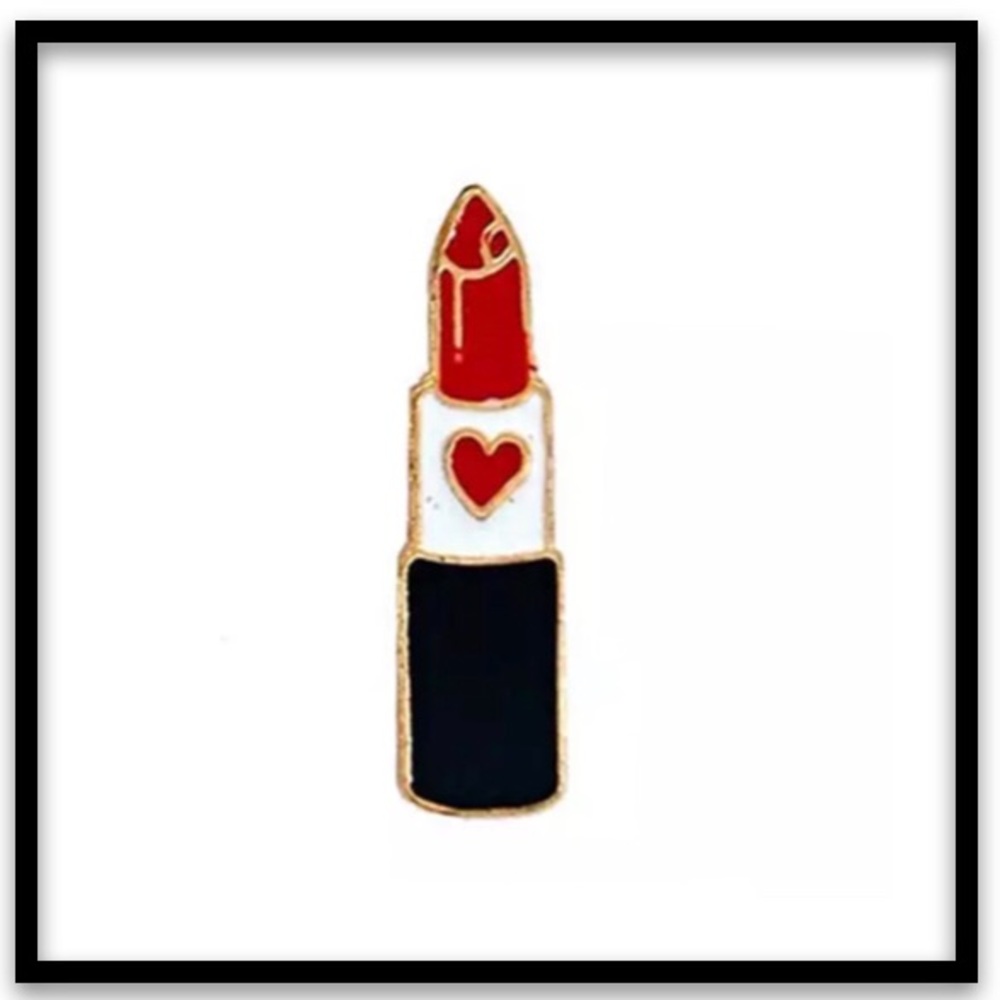 Red Lipstick with Red Heart on the Tube Pin ♥️